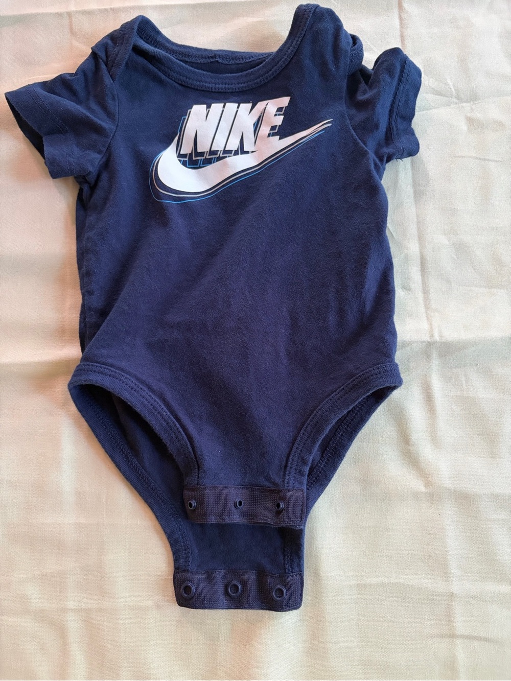 Nike Navy Blue Baby One-Piece Bodysuit with White Logo